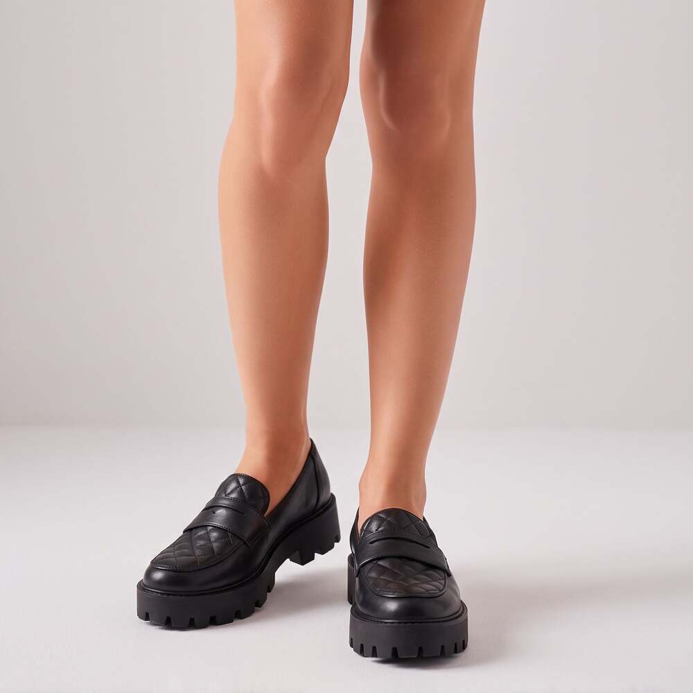 Michael by Michael Shannon Quilted Chunky Platform Penny Loafers